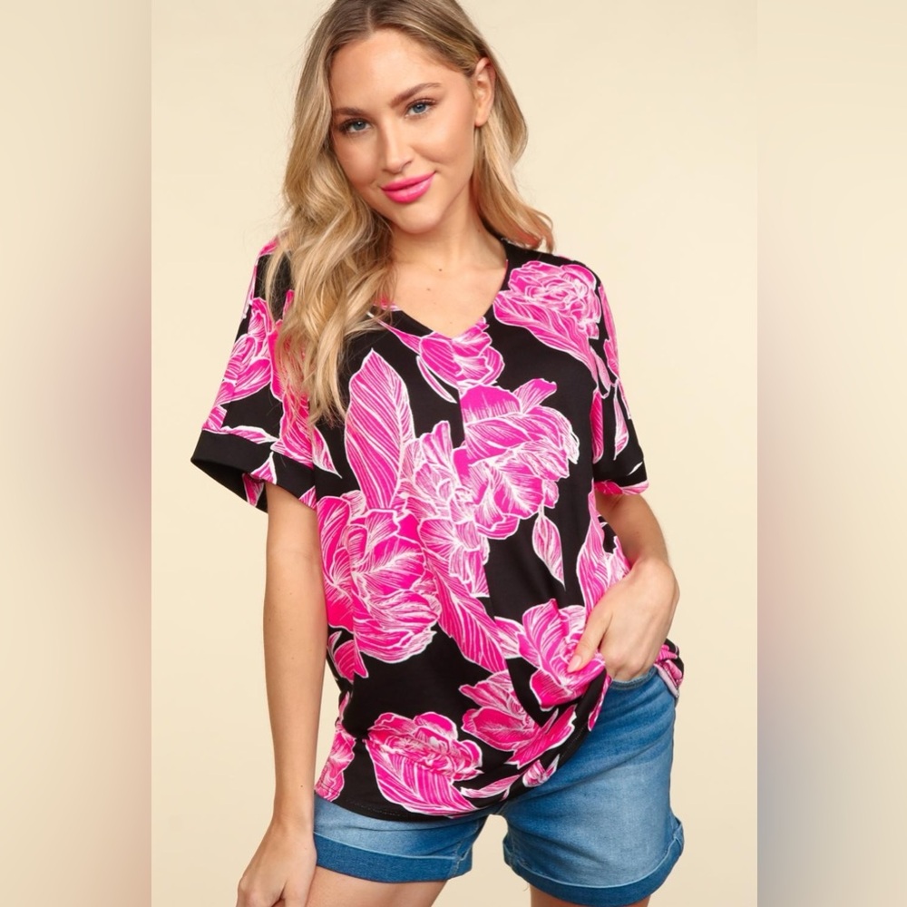 Haptics Floral Drop Shoulder T-Shirt - Picture 4 of 4